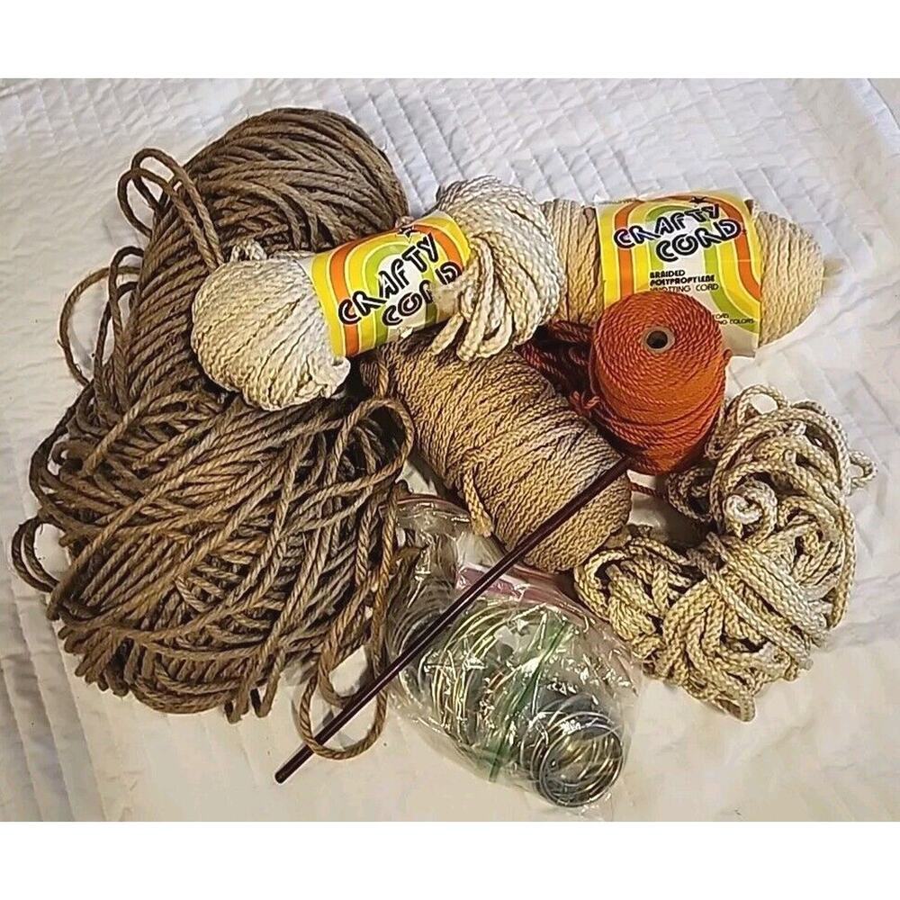 Maxi-Cord Braided Macrame Lot crafting Cord Hemp & Other Rings & Dowl Inc. NOS